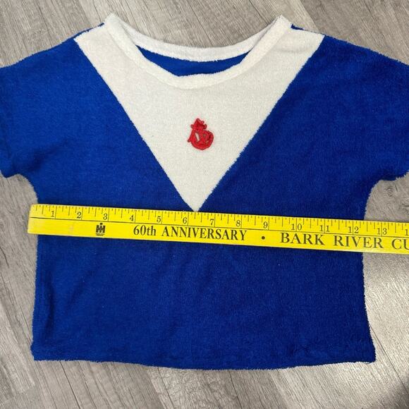 VINT Sailer Terry Cloth Youth Top Shirt Halloween Blue White Retro Toweling Tee - Picture 5 of 5
